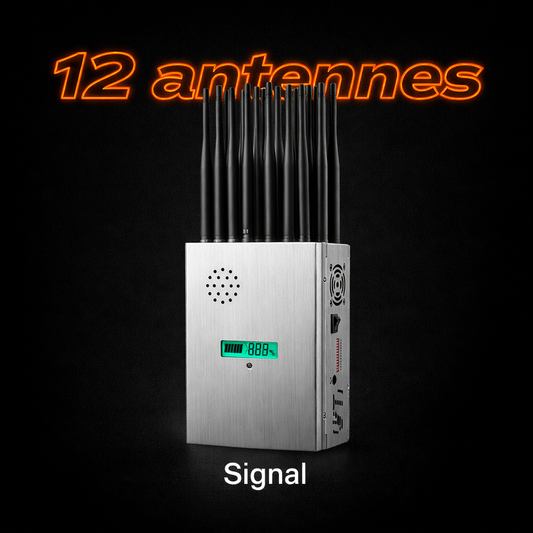 Brouilleur 12 antennes de Signaux Portable Ultra-Compact – Protection Totale Anti-GPS / Caméras / Micros / Wi-Fi