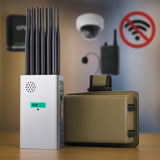 Brouilleur 12 antennes de Signaux Portable Ultra-Compact – Protection Totale Anti-GPS / Caméras / Micros / Wi-Fi